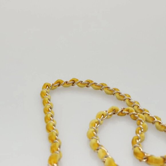 CHANEL Matelasse Chain Shoulder Bag Velor Yellow CC Auth 106423 - Picture 9 of 16